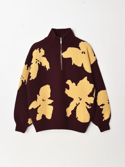 AMBERGLEAM BICOLOR HALF ZIP SWEATER / Malberry