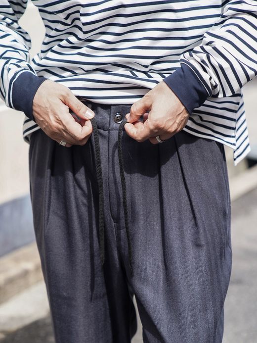 Audience LANATEC メランジヘリンボン2タックワイドイージーパンツ / Charcoal