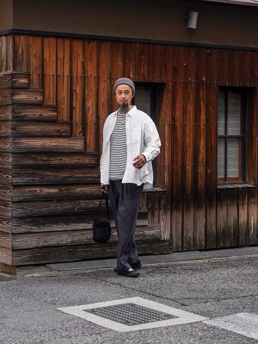 Audience LANATEC メランジヘリンボン2タックワイドイージーパンツ / Charcoal