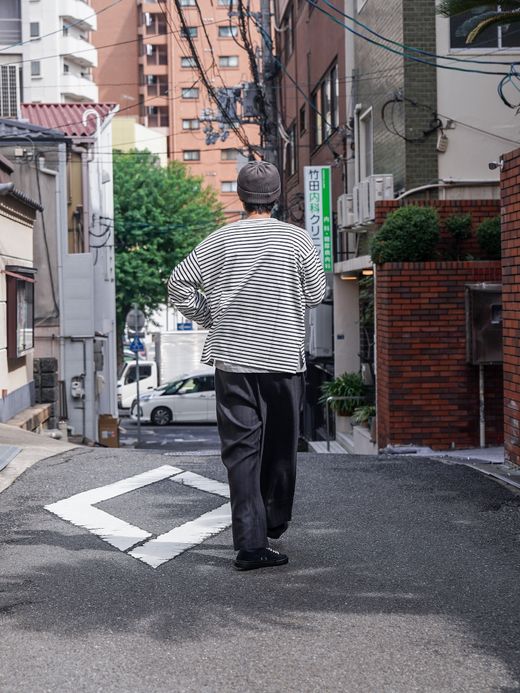 Audience LANATEC メランジヘリンボン2タックワイドイージーパンツ / Charcoal
