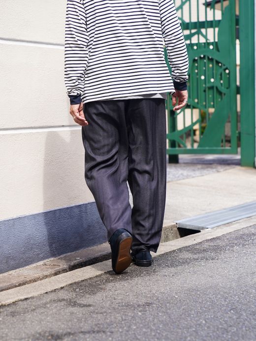 Audience LANATEC メランジヘリンボン2タックワイドイージーパンツ / Charcoal