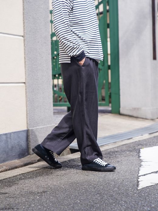 Audience LANATEC メランジヘリンボン2タックワイドイージーパンツ / Charcoal