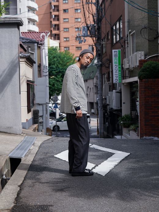 Audience LANATEC メランジヘリンボン2タックワイドイージーパンツ / Charcoal