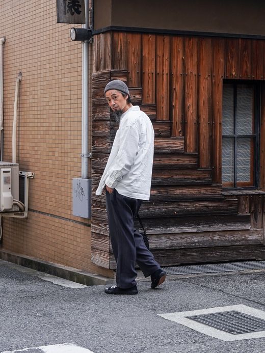 Audience LANATEC メランジヘリンボン2タックワイドイージーパンツ / Charcoal