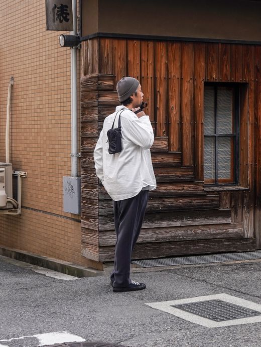 Audience LANATEC メランジヘリンボン2タックワイドイージーパンツ / Charcoal