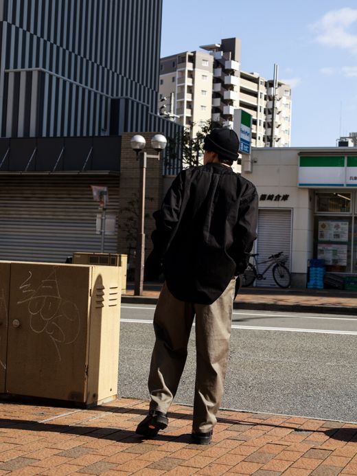 Audience 6オンス オックスフォード バンドカラー L/S ボクシーシャツ / Black