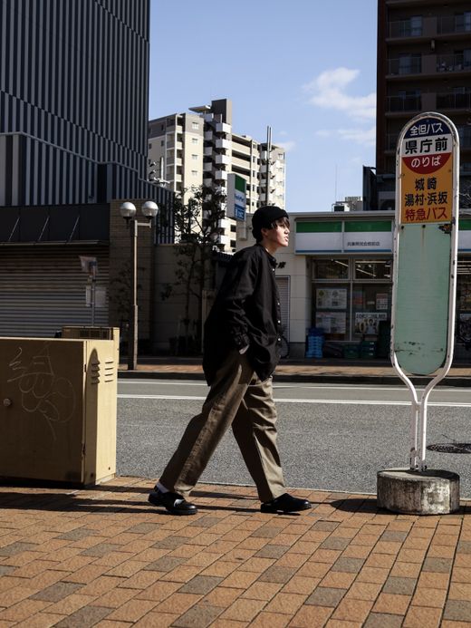 Audience 6オンス オックスフォード バンドカラー L/S ボクシーシャツ / Black