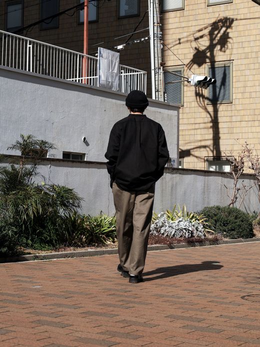 Audience 6オンス オックスフォード バンドカラー L/S ボクシーシャツ / Black