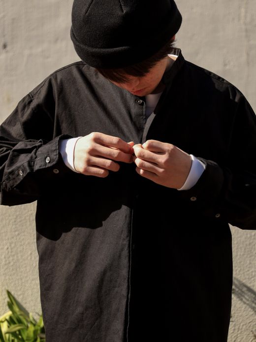 Audience 6オンス オックスフォード バンドカラー L/S ボクシーシャツ / Black