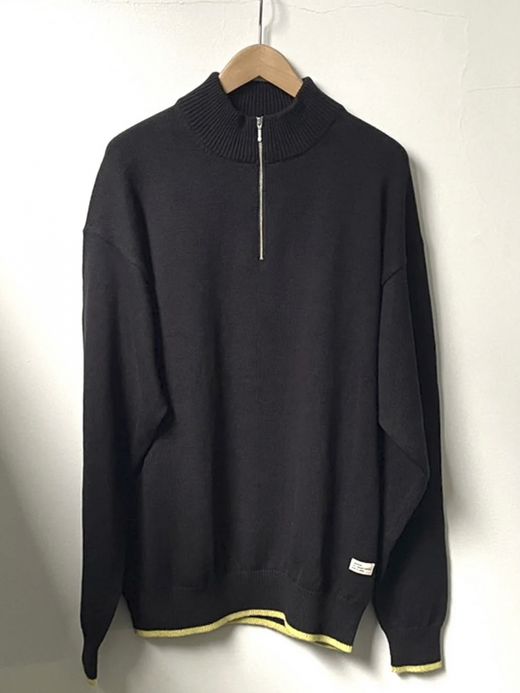 organicsta ご予約様専用 / ORGANIC COTTON LINKING HALF ZIP SWEATER / Black