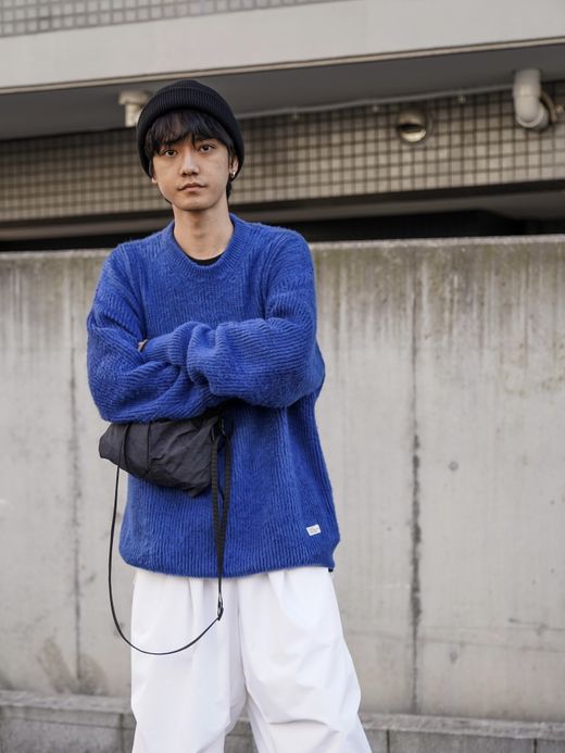 organicsta ORGANIC COTTON LINKING MOHAIR KNIT / O.Blue