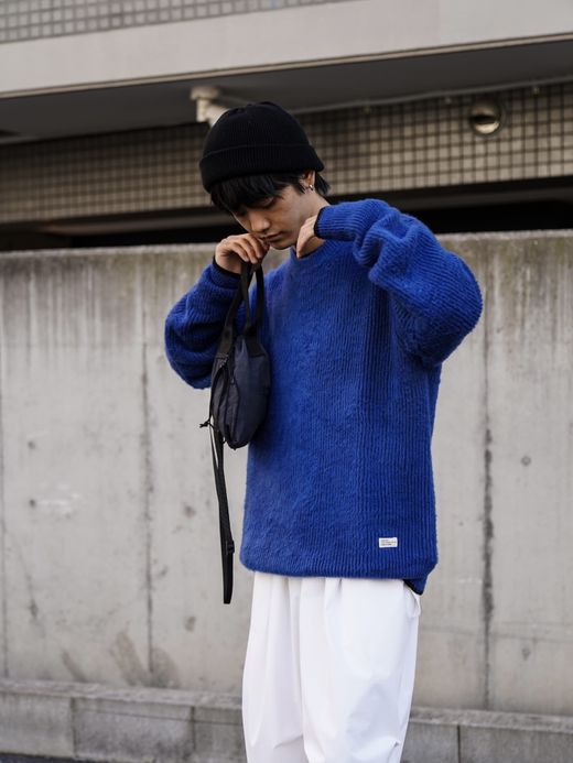 organicsta ORGANIC COTTON LINKING MOHAIR KNIT / O.Blue