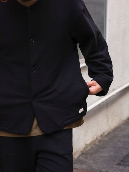 organicsta 9.4oz ORGANIC COTTON SWEAT CARDIGAN / Black