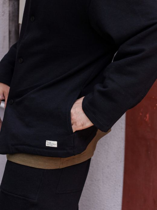 organicsta 9.4oz ORGANIC COTTON SWEAT CARDIGAN / Black