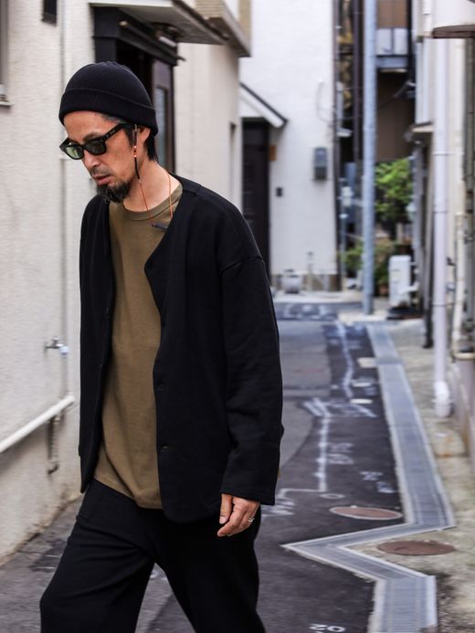 organicsta 9.4oz ORGANIC COTTON SWEAT CARDIGAN / Black