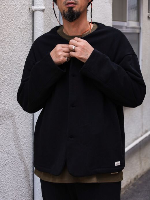 organicsta 9.4oz ORGANIC COTTON SWEAT CARDIGAN / Black