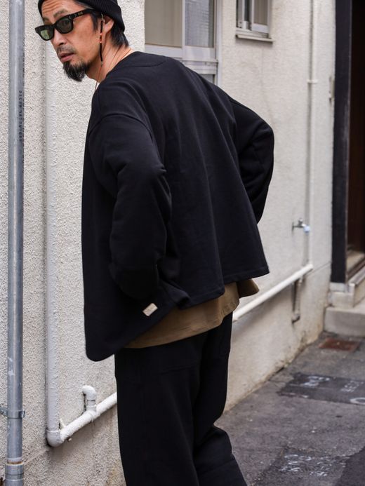 organicsta 9.4oz ORGANIC COTTON SWEAT CARDIGAN / Black