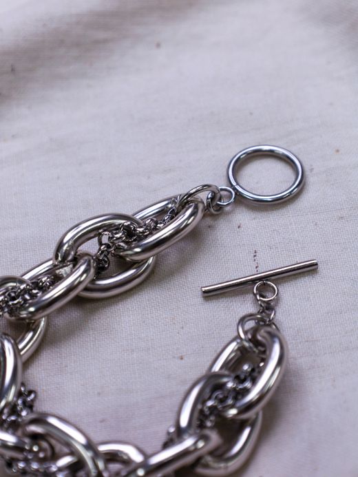 ing DOUBLE CHAIN ALUMINIUM BRACELET / Silver
