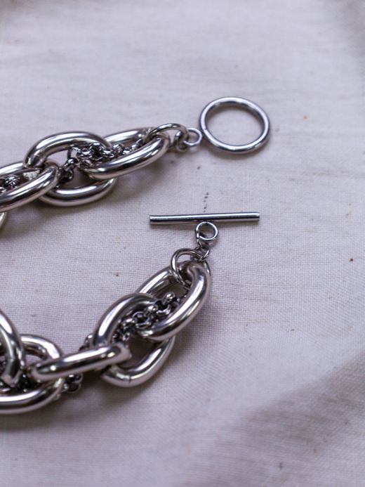 ing DOUBLE CHAIN ALUMINIUM BRACELET / Silver