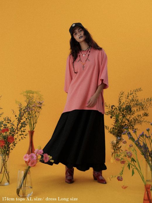 AMBERGLEAM FIT&FLARE MATERIAL DRESS / 2colors