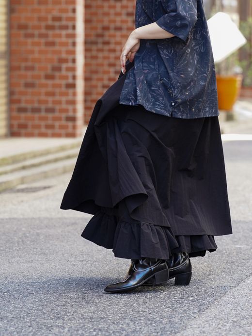 AMBERGLEAM FIT&FLARE MATERIAL DRESS / 2colors