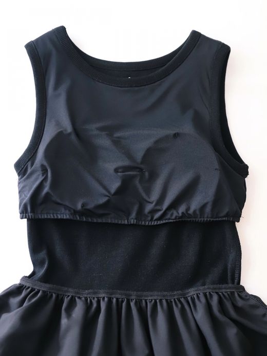 AMBERGLEAM FIT&FLARE MATERIAL DRESS / 2colors