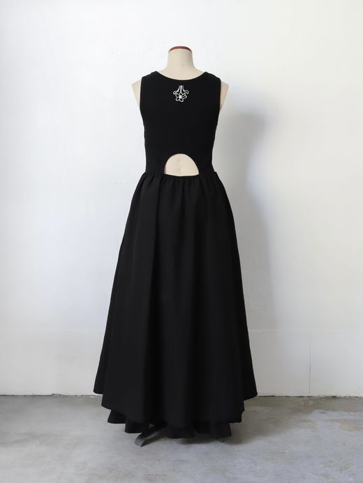 AMBERGLEAM FIT&FLARE MATERIAL DRESS / 2colors