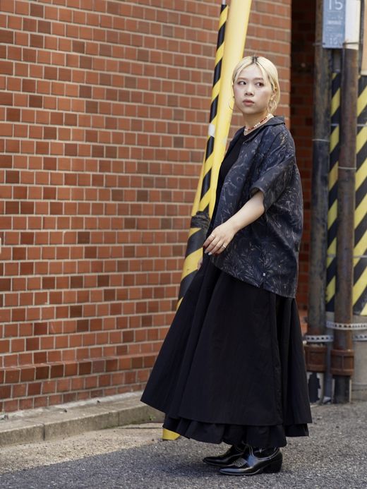 AMBERGLEAM FIT&FLARE MATERIAL DRESS / 2colors