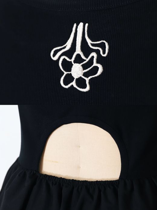 AMBERGLEAM FIT&FLARE MATERIAL DRESS / 2colors