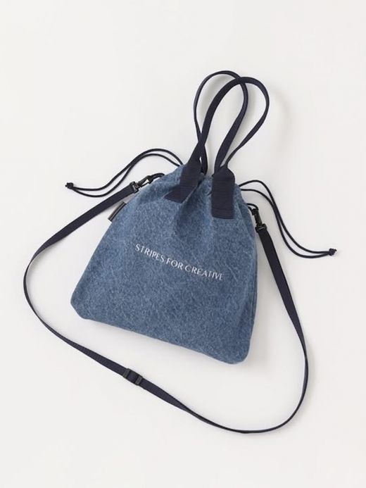 S.F.C SFC SMALL SHOULDER DENIM BAG / Washed Blue-Navy