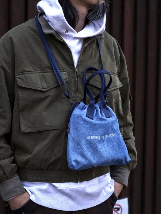 S.F.C SFC SMALL SHOULDER DENIM BAG / Washed Blue-Navy