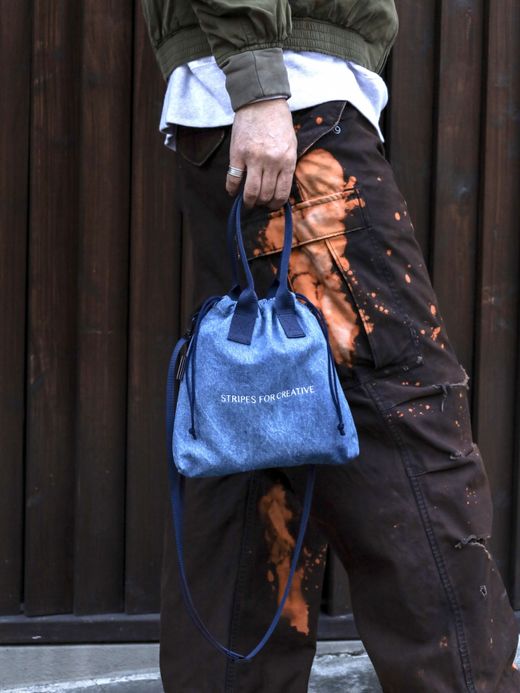 S.F.C SFC SMALL SHOULDER DENIM BAG / Washed Blue-Navy