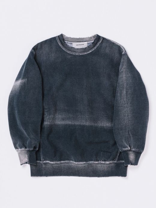 ANACHRONORM AGING BLACK SULFUR DYEING REVERSE WEAVE CREW NECK SWEAT / Black