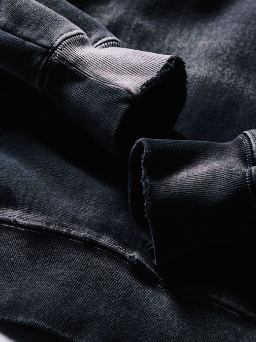 ANACHRONORM AGING BLACK SULFUR DYEING REVERSE WEAVE CREW NECK SWEAT / Black