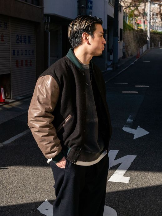 ANACHRONORM AGING BLACK SULFUR DYEING REVERSE WEAVE CREW NECK SWEAT / Black