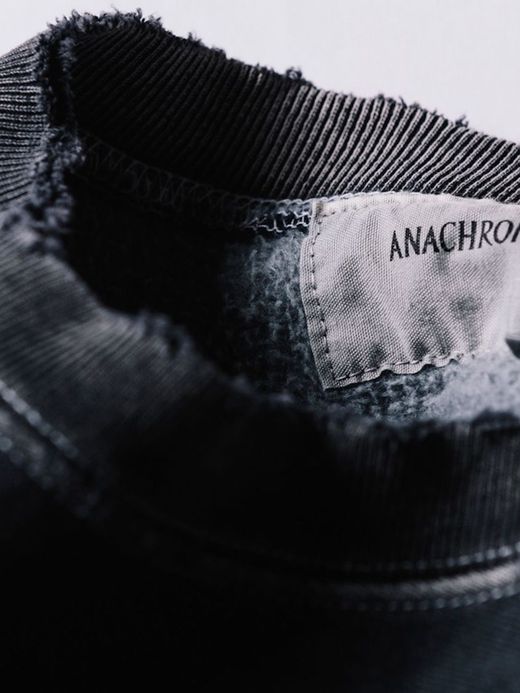 ANACHRONORM AGING BLACK SULFUR DYEING REVERSE WEAVE CREW NECK SWEAT / Black