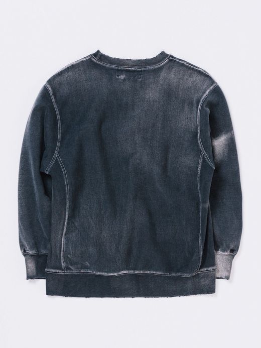ANACHRONORM AGING BLACK SULFUR DYEING REVERSE WEAVE CREW NECK SWEAT / Black