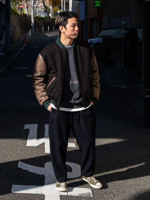 ANACHRONORM AGING BLACK SULFUR DYEING REVERSE WEAVE CREW NECK SWEAT / Black