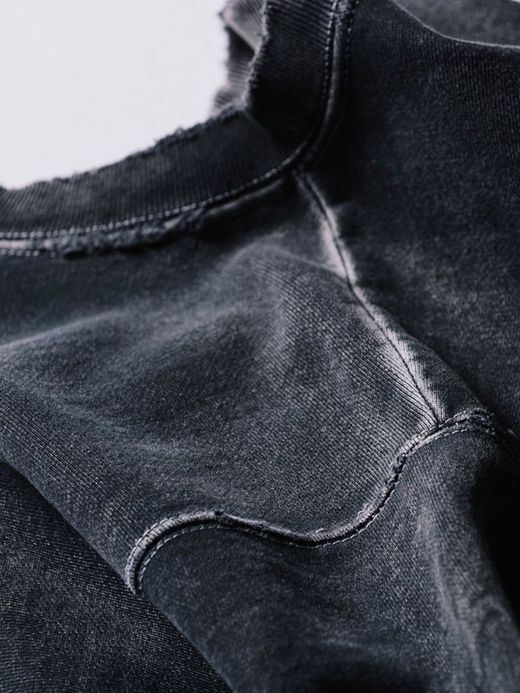 ANACHRONORM AGING BLACK SULFUR DYEING REVERSE WEAVE CREW NECK SWEAT / Black