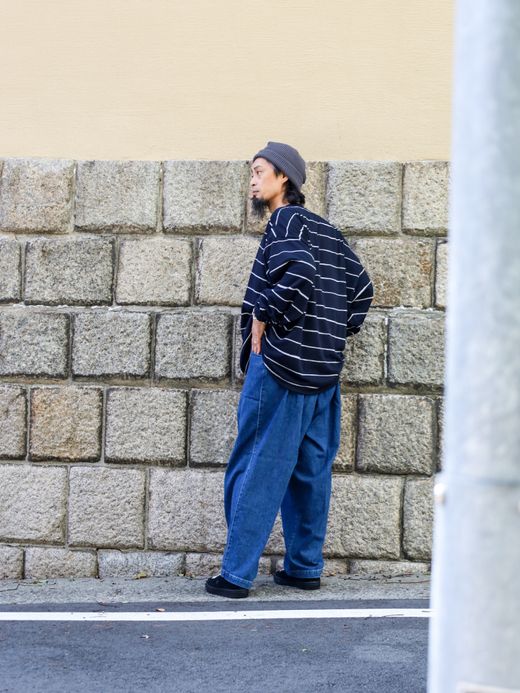 S.F.C SUPER BIG WIDE SIDE STRIPE TECH LS TEE / Navy-white