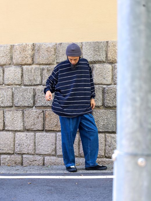 S.F.C SUPER BIG WIDE SIDE STRIPE TECH LS TEE / Navy-white