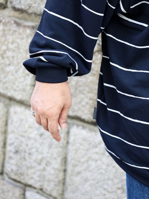 S.F.C SUPER BIG WIDE SIDE STRIPE TECH LS TEE / Navy-white