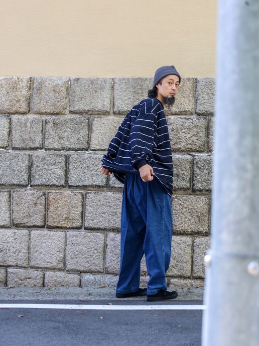 S.F.C SUPER BIG WIDE SIDE STRIPE TECH LS TEE / Navy-white