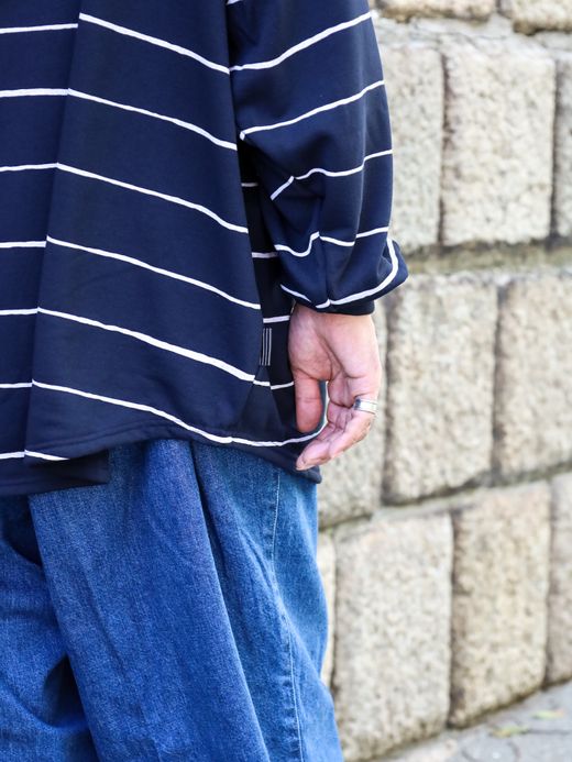 S.F.C SUPER BIG WIDE SIDE STRIPE TECH LS TEE / Navy-white