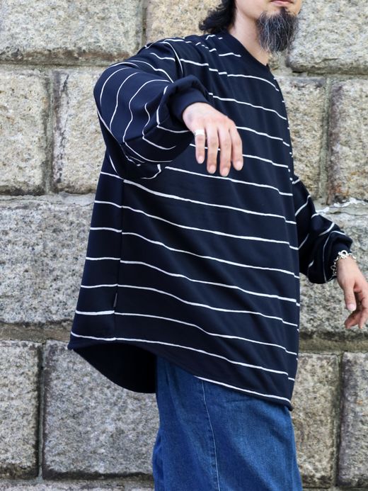 S.F.C SUPER BIG WIDE SIDE STRIPE TECH LS TEE / Navy-white