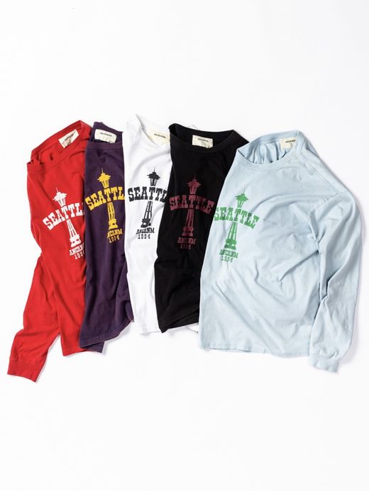 ANACHRONORM SPACE NEEDLE DAMAGED L/S T-S / Red