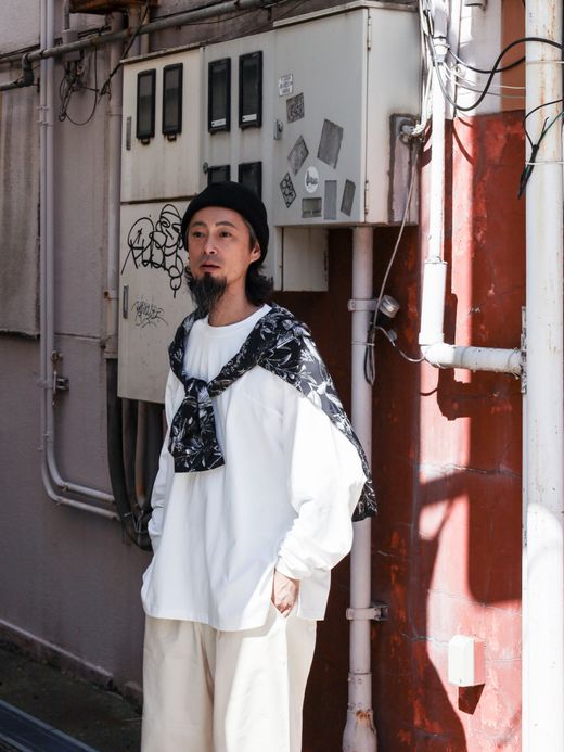 Audience 丹後 レーヨンライク ビーチファイユ リーフ L/S シャツ / Black