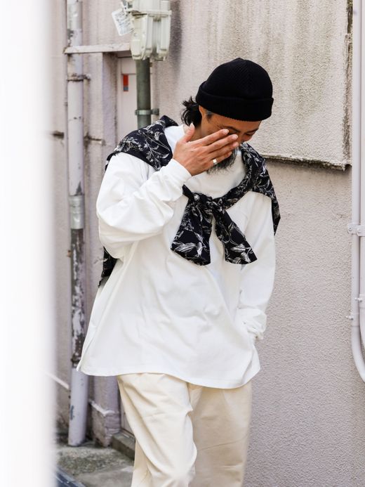 Audience 丹後 レーヨンライク ビーチファイユ リーフ L/S シャツ / Black