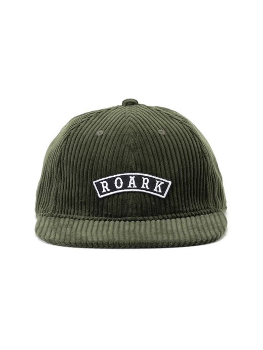 ROARK REVIVAL "MEDIEVAL LOGO"CORDUROY 6PANEL CAP-MID HEIGHT / M.green