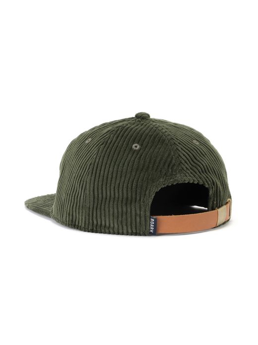 ROARK REVIVAL "MEDIEVAL LOGO"CORDUROY 6PANEL CAP-MID HEIGHT / M.green